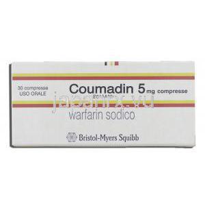 クーマディン Coumadin, ワーファリンジェネリック, ワルファリン 5mg 錠 ( Bristol-Myers) 箱