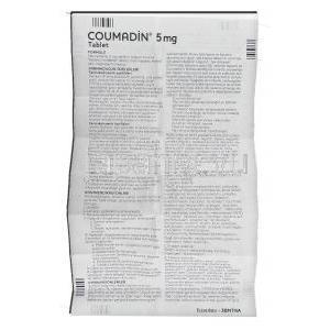 クーマディン Coumadin, ワーファリンジェネリック, ワルファリン 5mg 錠 ( Bristol-Myers) 情報シート