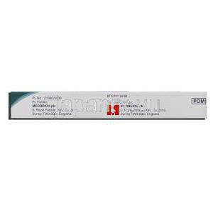 ドクサゾシン Doxazosin, カルデナリンジェネリックド, キサゾシン 4mg 錠 (Medreich) 箱側面