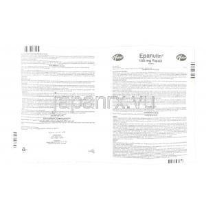 エパヌチン Epanutin,  フェニトインナトリウム 100mg カプセル (Pfizer) 情報シート1