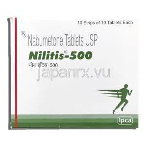 ニリティス Nilitis, レリフェンジェネリック, ナブメトン 500mg 錠 (IPCA) 箱