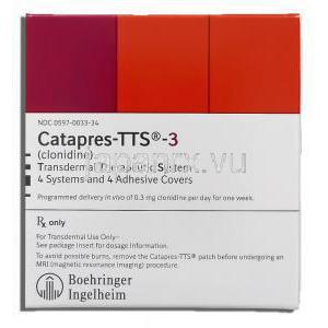 カタプレス Catapres-TTS, クロニジン 0.3 mg パッチ (Boehringer Ingelheim) 箱