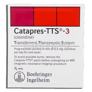 カタプレス Catapres-TTS, クロニジン 0.3 mg パッチ (Boehringer Ingelheim) 箱
