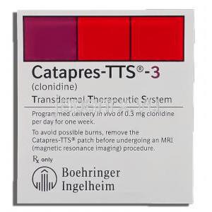 カタプレス Catapres-TTS, クロニジン 0.3 mg パッチ (Boehringer Ingelheim) 箱