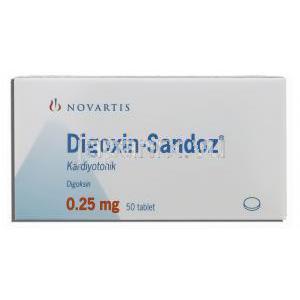 ジゴシン Digoxin, ジゴキシン0.25mg(250mcg)錠 (Novartis) 箱