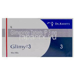 Glimy-3、ジェネリックアマリル　AMARYL、グリメピリド　3mg　箱
