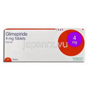 グリメピリド Glimepiride, アマリール ジェネリック 4mg 錠 (Teva) 箱