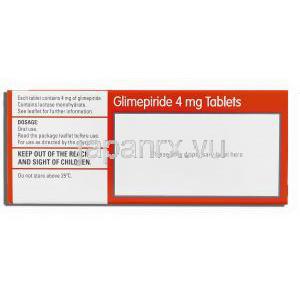 グリメピリド Glimepiride, アマリール ジェネリック 4mg 錠 (Teva) 箱裏面