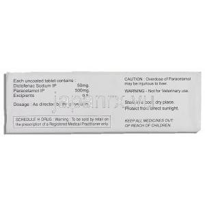 ジクロフェナク/ アセトアミノフェン 50MG/ 500MG錠 (Zydus Recon  )