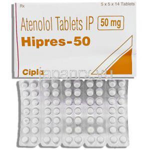 ハイプレス Hipres, テノーミン ジェネリック, アテノロール 50mg 錠 (Cipla) 包装