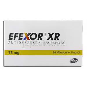 エフェクサーER Efexor XR, ベンラファキシン 75mg カプセル (Pfizer) 箱