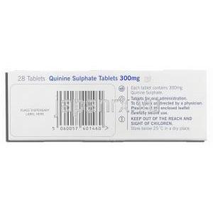 硫酸キニーネ Quinine 300mg 錠 (Almus) 箱裏面