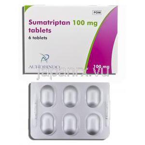 イミグラン ジェネリック, スマトリプタン Sumatriptan 100mg 錠 (Aurobindo)