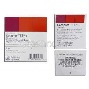 カタプレス Catapres-TTS, クロニジン 0.1 mg パッチ (Boehringer Ingelheim) 箱