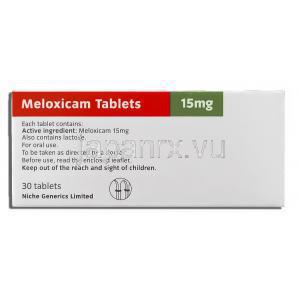 メロキシカム Meloxicam  15mg 錠 (Niche Generics) 箱