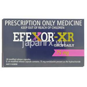 エフェクサー XR　Efexor-XR, ベンラファキシン 75mg カプセル (Wyeth) 箱