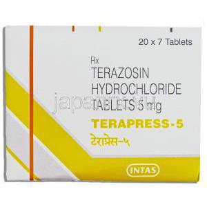 テラプレス Terapress, ハイトラシン ジェネリック, テラゾシン 2mg 錠 (Abbott India) 箱