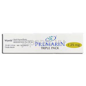 プレマリン Premarin, 結合型エストロゲン 1.25mg 錠(Wyeth) 箱側面