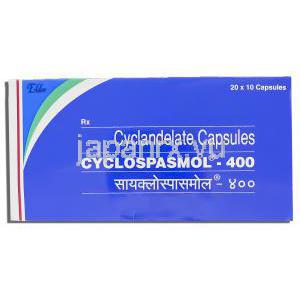 シクランデレート, Cyclospasmol,  400mg カプセル (Elder Pharma) 箱