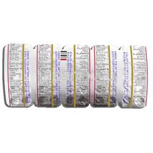 プリモルット N  Primolut N, ノアルテン ジェネリック, ノルエチステロン 5mg (Zydus) 包装裏面