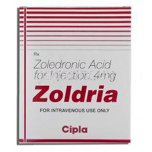 ゾルドリア Zoldria, ゾメタ ジェネリック, ゾレドロネート 4ml 5ml  注射 (Cipla) 箱