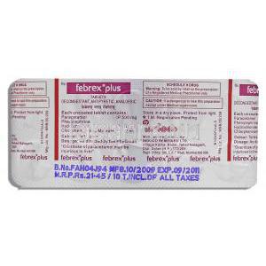 マレイン酸クロルフェニラミン / アセトアミノフェン /  フェニレフリン塩酸塩, Febrex Plus, 2MG/ 500MG/ 25