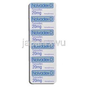 ノルバデックス Nolvadex, タモキシフェン 20mg (アストラゼネカ社) 包装裏面