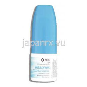ナゾネックス Nasonex, フランカルボン酸モメタゾン 50mcg 鼻スプレー (MSD)  ボトル裏面