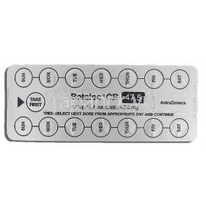 ベタロックCR Betaloc CR, コハク酸メトプロロール 47.5mg 箱 (アストラゼネカ社) 包装裏面