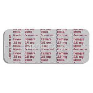 フェマーラ  Femara, レトロゾール 2.5mg (Novartis) 包装裏面
