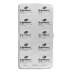 リピトール Lipitor, アトルバスタチンカルシウム 80mg 錠 （ファイザー社） 包装裏面