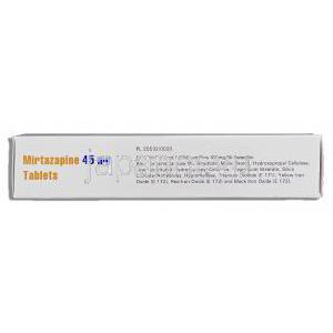 リフレックス ジェネリック, ミルタザピン 45mg 錠 (Aurobindo) 成分