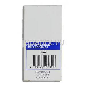 トルソプト Trusopt, ドルゾラミド 2% x 5ml 点眼液 (MSD) 箱側面