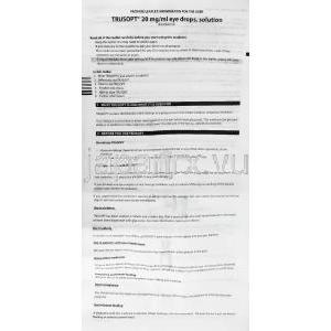 トルソプト Trusopt, ドルゾラミド 2% x 5ml 点眼液 (MSD) 情報シート1
