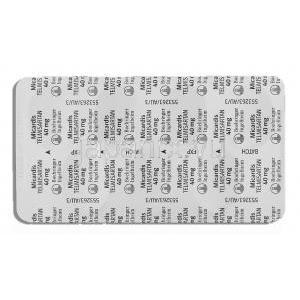 ミカルディス Micardis, テルミサルタン 80mg 錠 (Boehringer Ingelheim) 包装裏面