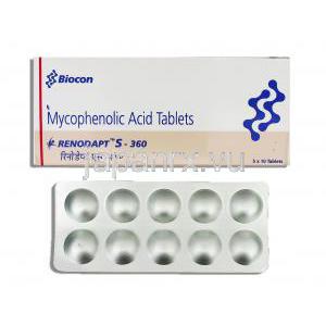 レノダプト-S Renodapt-S, セルセプト ジェネリック, ミコフェノール酸 360mg 錠 (Biocon)