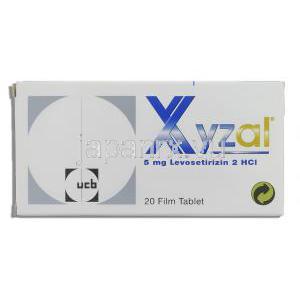 ザイザル Xyzal, 塩酸レボセチリジン 5mg 錠 (UCB Pharma) 箱