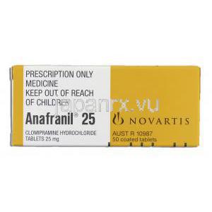 アナフラニール Anafranil, クロミプラミン 25mg 錠 （ノバルティ社） 箱