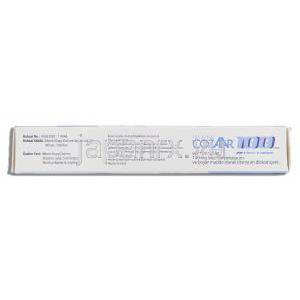 コザール Cozaar, ニューロタン ジェネリック, ロサルタンカリウム 100mg 錠 (MSD) 箱側面