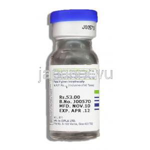 シトクリスチン Cytocristin, オンコビン ジェネリック, ビンクリスチン 1mg/ 1ml 注射 (Cipla) バイアル裏面