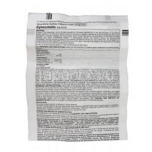 シトクリスチン Cytocristin, オンコビン ジェネリック, ビンクリスチン 1mg/ 1ml 注射 (Cipla) 情報シート1