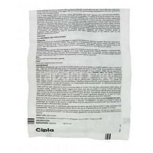 シトクリスチン Cytocristin, オンコビン ジェネリック, ビンクリスチン 1mg/ 1ml 注射 (Cipla) 情報シート4