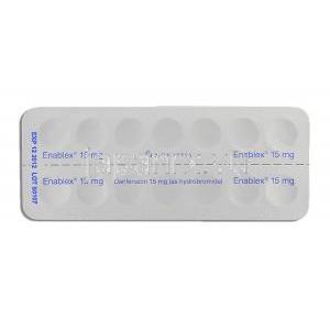 エナブレックス Enablex, ダリフェナシン15mg 錠 （ノバルティス社） 包装裏面