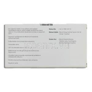 シングレア Singulairm, モンテルカストナトリウム 5mg 錠 (MSD) 箱裏面