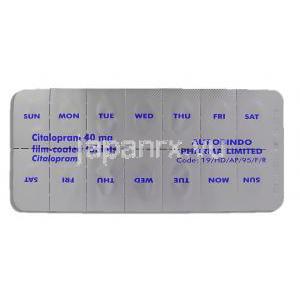 セレクサ ジェネリック, シタロプラム 40mg 錠 (Aurobino) 包装裏面