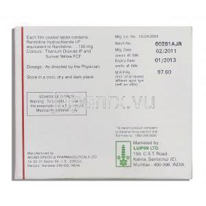 ヘルコス Helkoss, ザンタック ジェネリック, ラニチジン 150mg 錠 (Lupin) 製造者情報