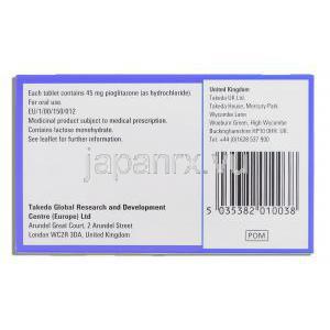 アクトス, ピオグリタゾン 30mg 錠 （タケダ） 製造者情報
