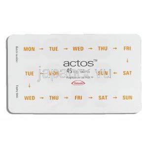 アクトス, ピオグリタゾン 30mg 錠 （タケダ） 包装裏面