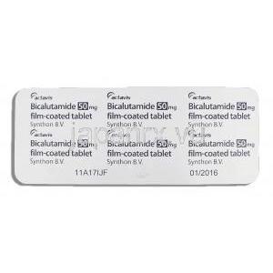 カソデックス ジェネリック, ビカルタミド 50mg 錠 (Actavis) 包装裏面