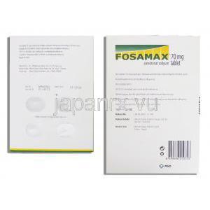 フォサマック Fosamax, アレンドロン酸 70mg (MSD) 箱裏面